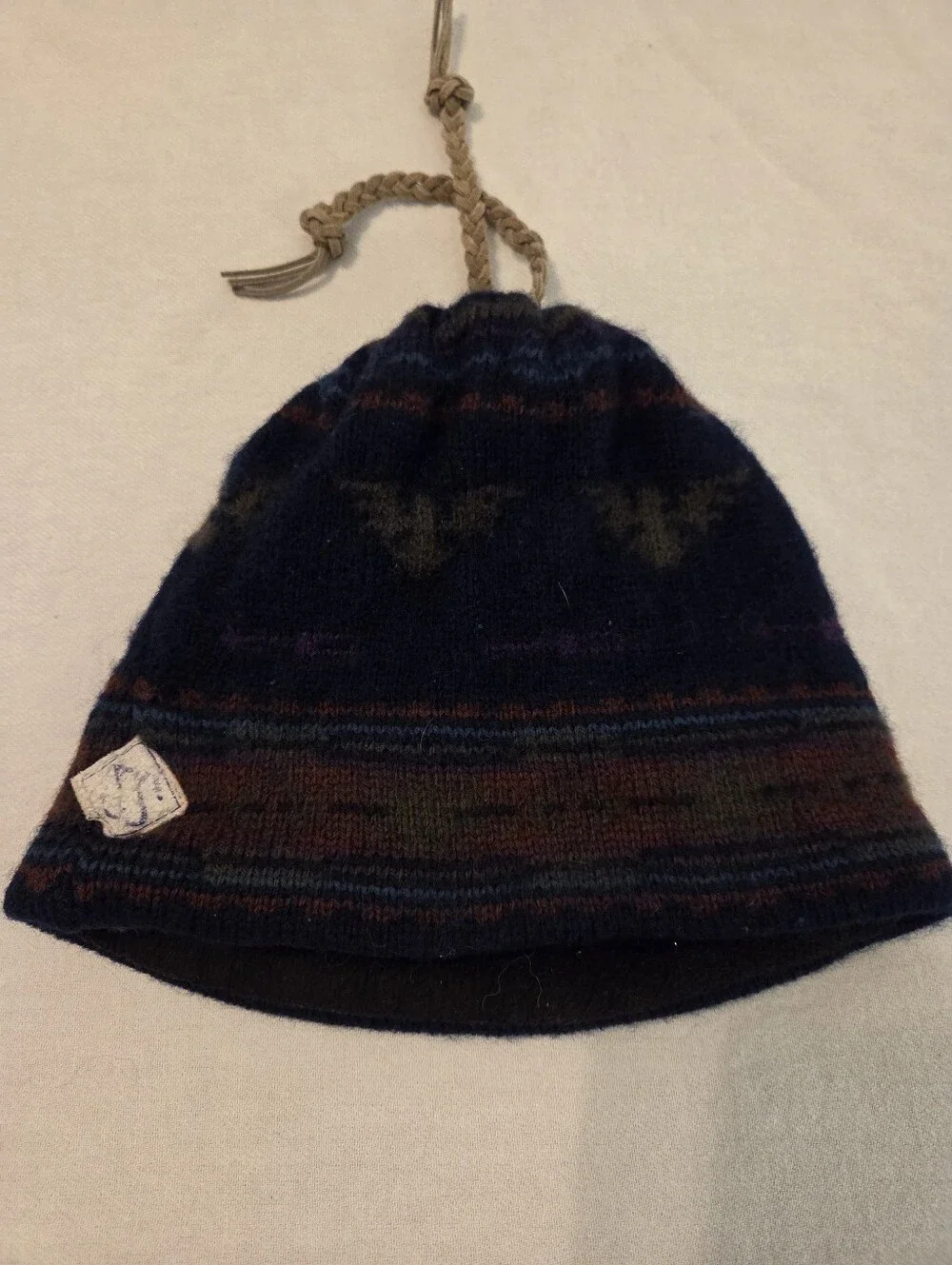 MERKLEY HEADGEAR Vintage Mulicolor Fair Isle 100% Virgin Wool Tassel Mens Beanie